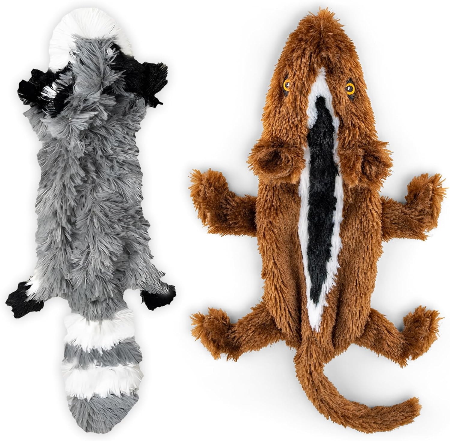 Racoon-Squirrel Flat NO Stuffing NO Squeak Plush Dog Toy, Funny Style Will Entertain Your Pet for Hours